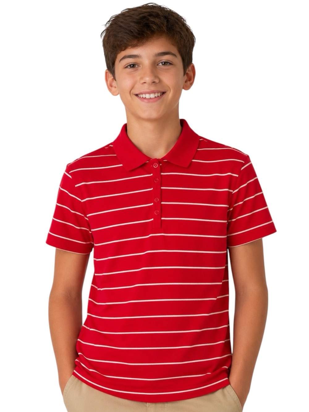 American Eagle Outfitters Boys Red White Striped Polo Shirt Size XL